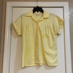 Vintage Blaire yellow short sleeve button up blouse small